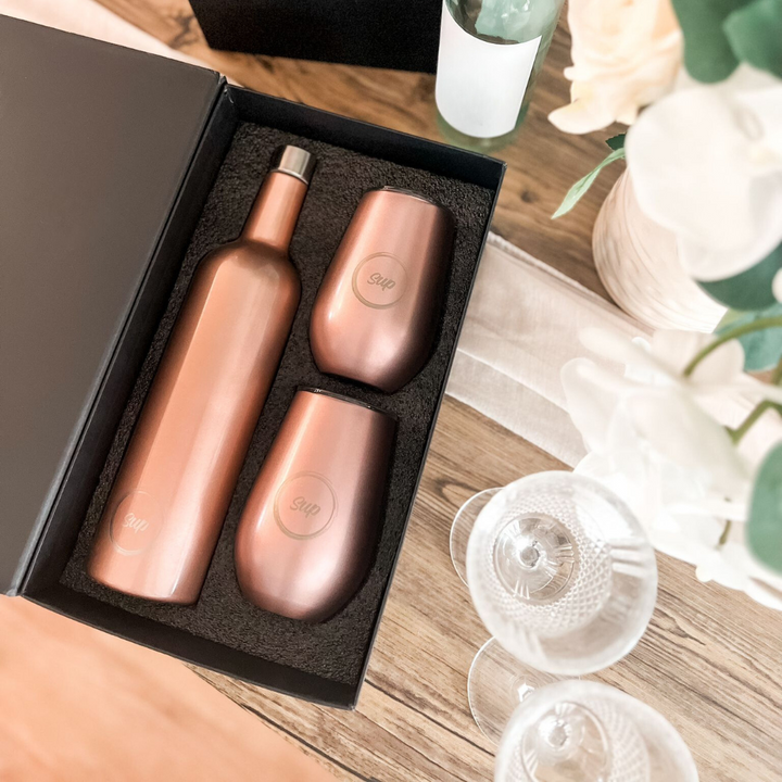 Simple Modern Spirit Wine Bundle - 2 12 Ounce Wine Tumbler Glasses with  Lids & 1 Wine Bottle - Vacuum Insulated 18/8 Stainless Steel -Blush 