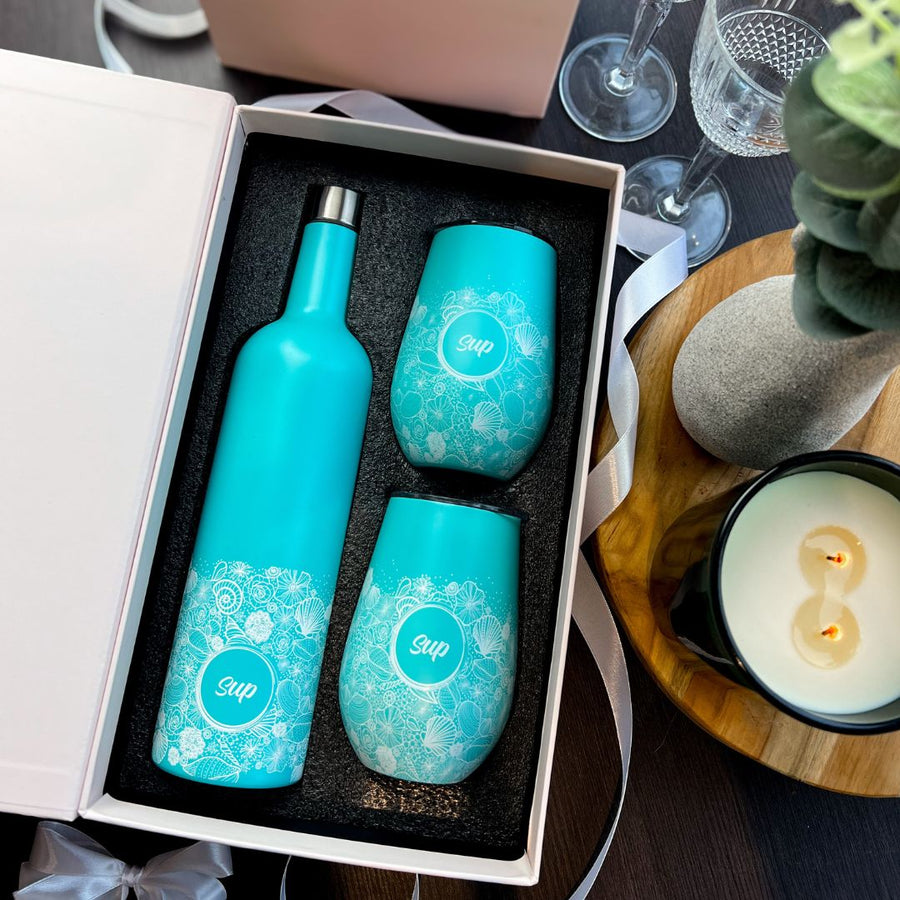 Insulated Wine Bottle & Tumbler Gift Set Shells