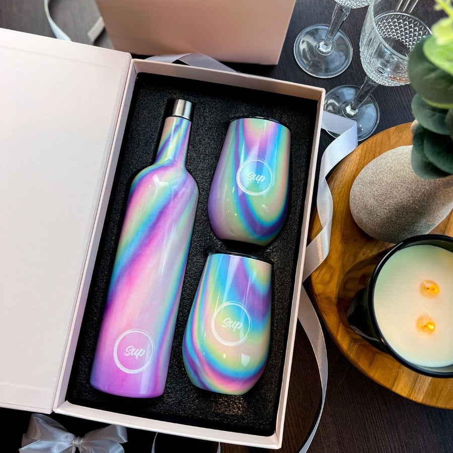 Insulated Wine Bottle & Tumbler Gift Set Holographic