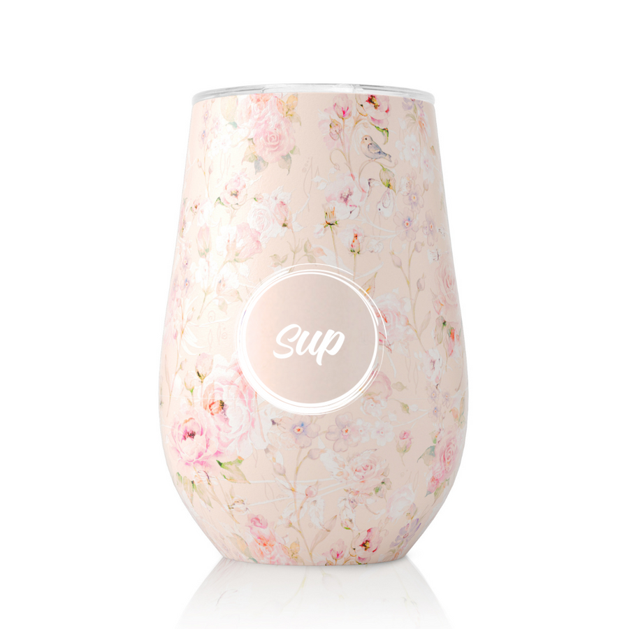 Insulated Wine Tumbler Flowers