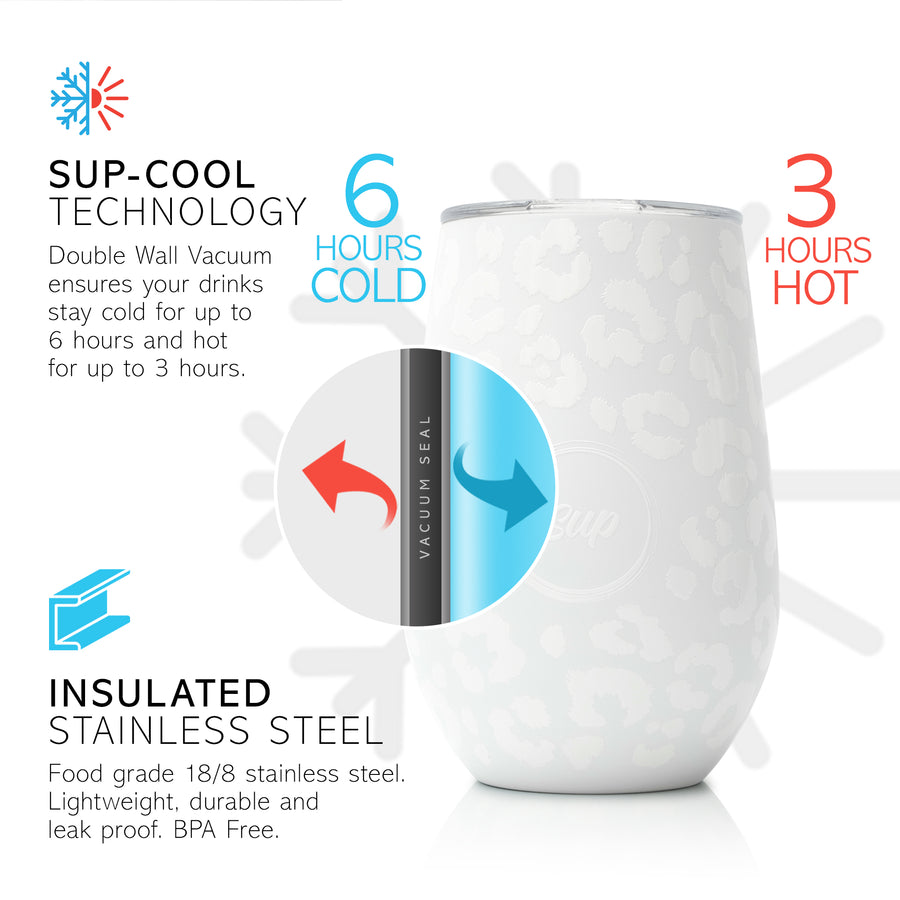 Insulated Wine Tumbler Twin Pack Snow Leopard